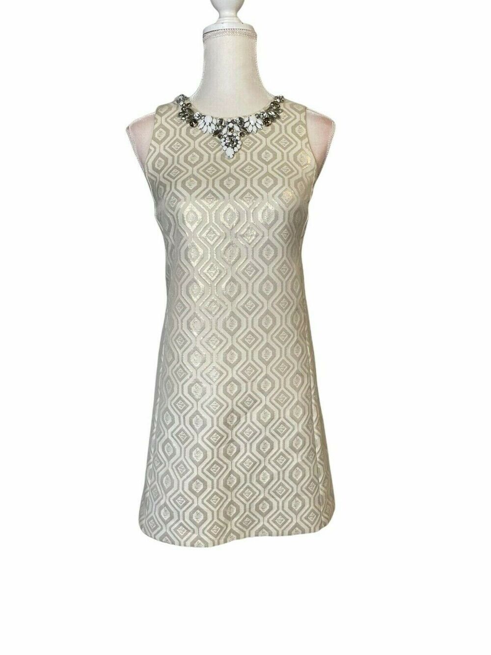 White House black market Embellished ivory sz 0 cocktail dress